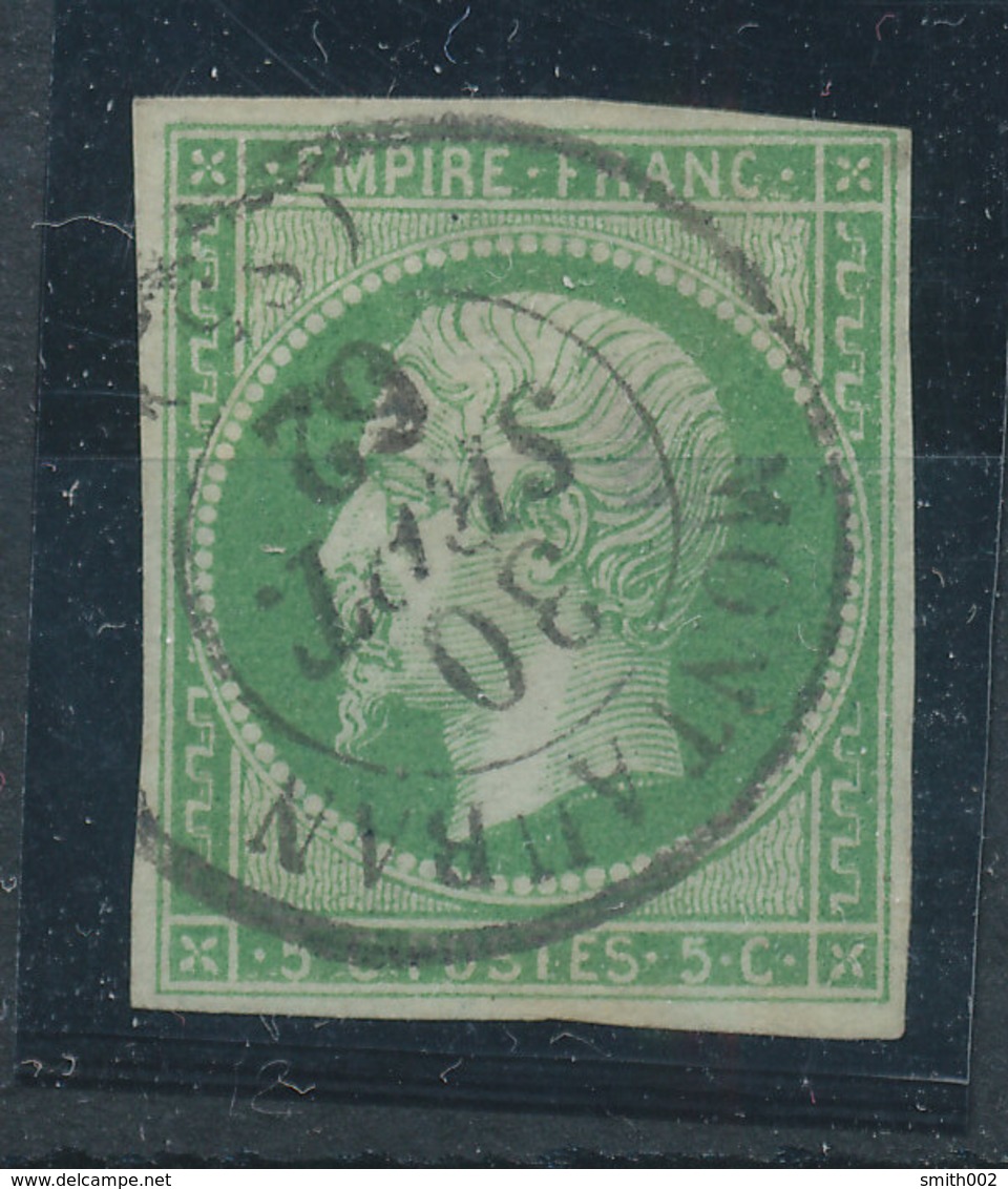 FRANCE - 1853/60, Napoleon III, Yt 12, 5c, Oblitére - 1853-1860 Napoléon III