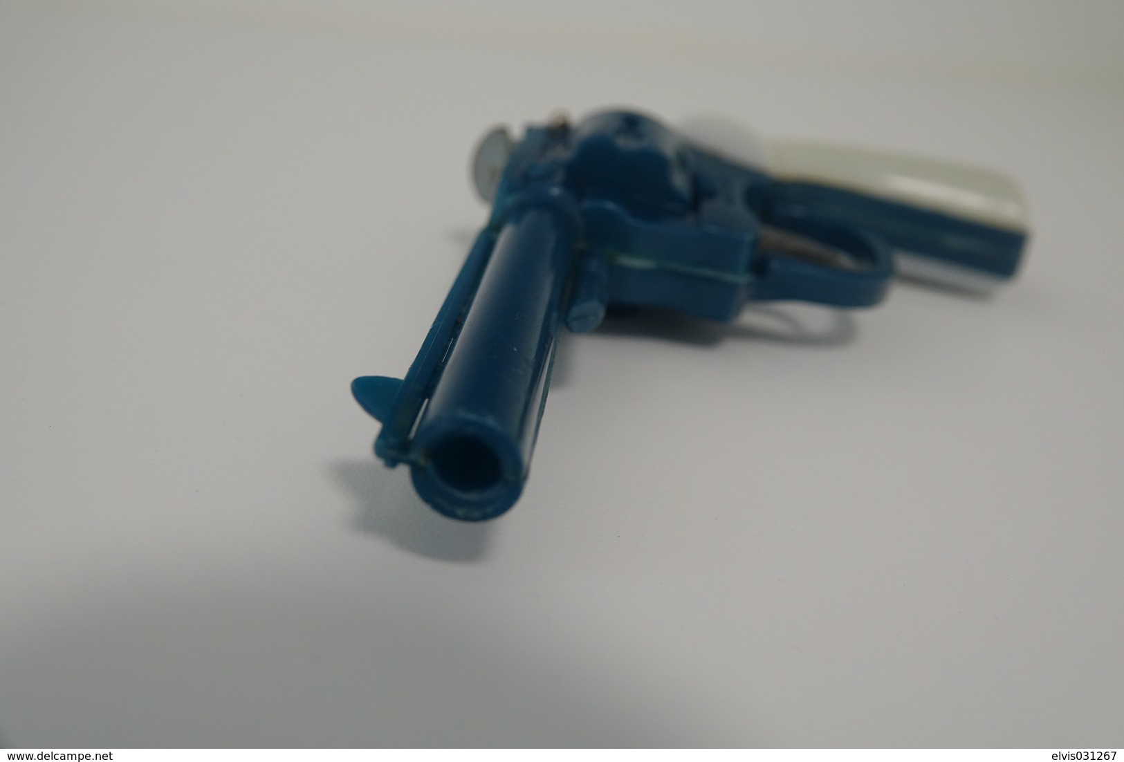 Vintage TOY GUN :  BLUE PLASTIC REVOLVER - L=23.0cm - 19**'s - Keywords : Cap - Cork Gun - Rifle - Pistol - Tin - Decorative Weapons