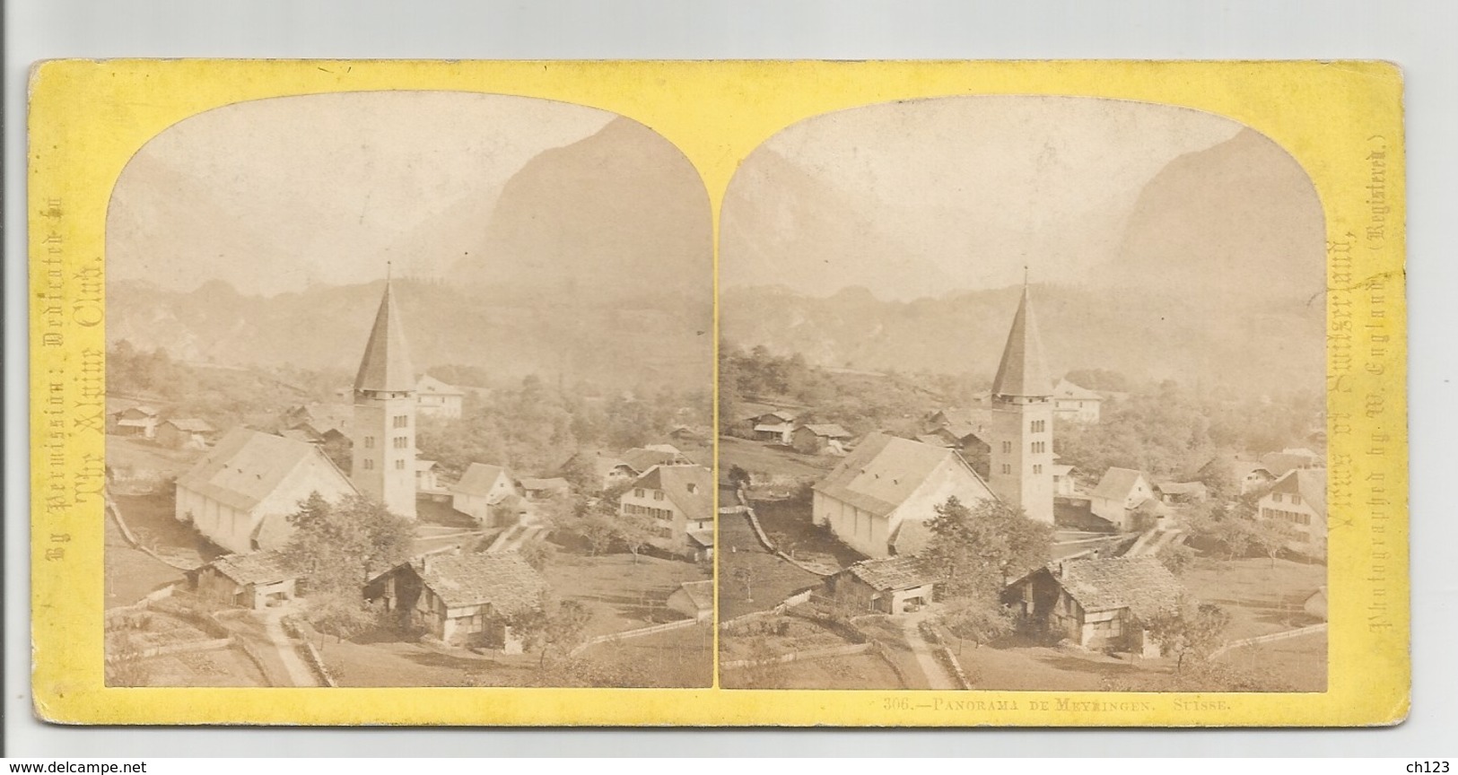 Photo Stéréo  :  SUISSE Panorama De MEYRINGEN  Photographe W. England - Stereoscopic