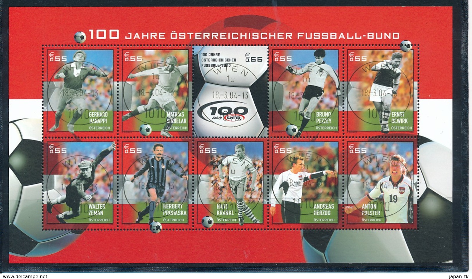 ÖSTERREICH Mi.Nr. 2460-2469 100 Jahre Österreichischer Fußballbund - Used - Blocchi & Fogli