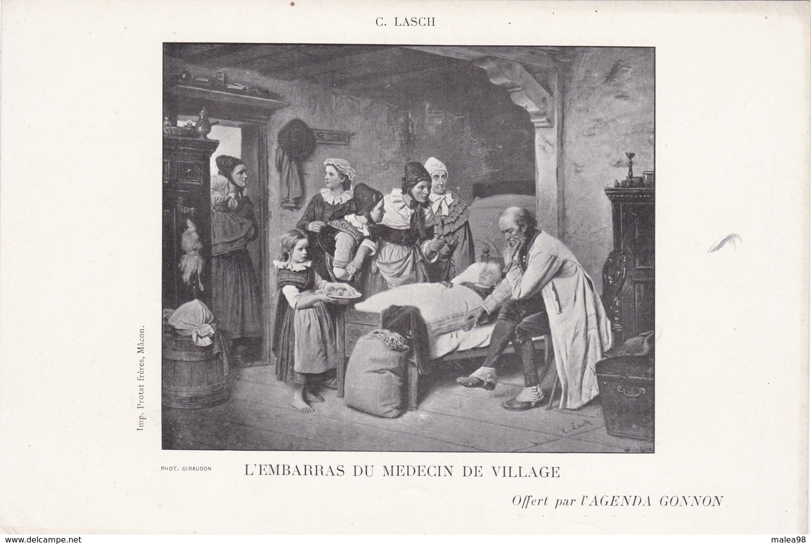 L'EMBARRAS DU MEDECIN DE  VILLAGE ,,,, C  LASCH ,,,,PUBLICITE AGENDA  GONNON - Malerei & Gemälde