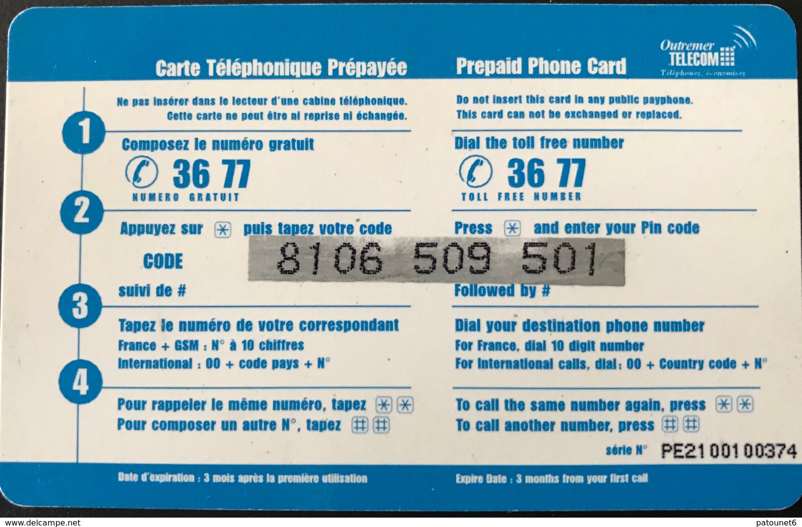 ANTILLES FRANCAISES - Prepaid - Outremer Telecom - Offerte 20 Euros - Poissons - Antillen (Französische)