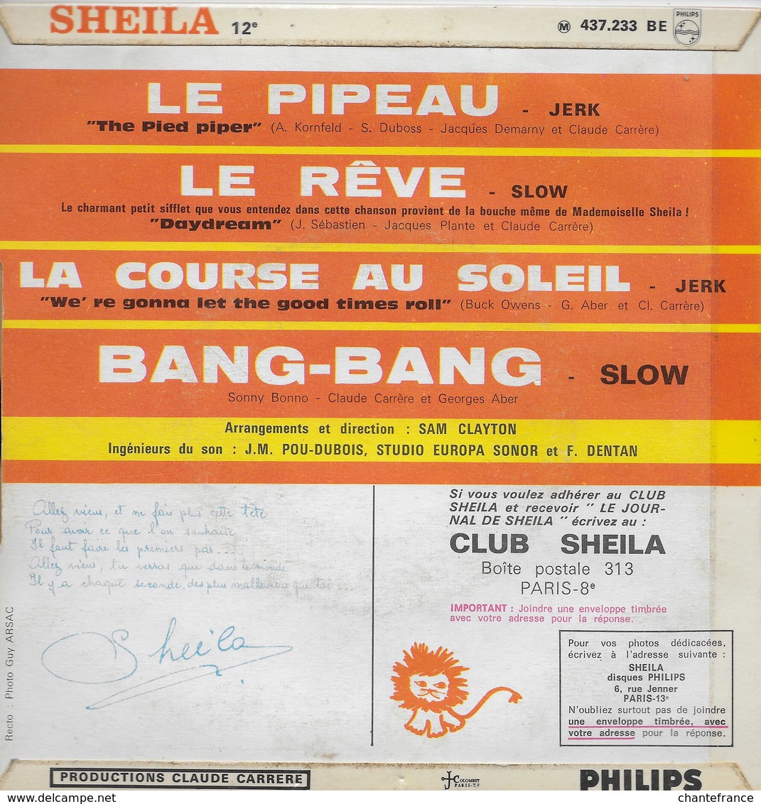 Sheila 45t. EP "bang Bang" - Autres - Musique Française