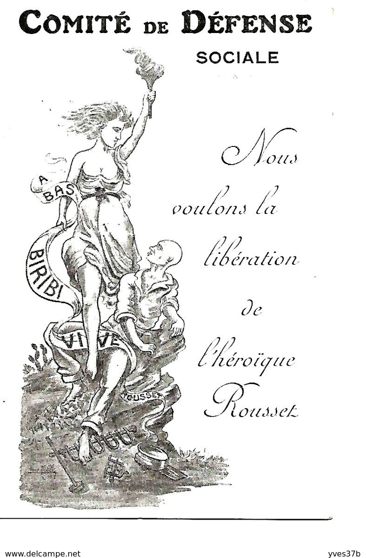 AFFAIRE Aernoult/Rousset-COMITE DE DEFENSE SOCIALE-Libertaire-Justice Militaire-ANARCHISME - TTB - Rare - Evènements