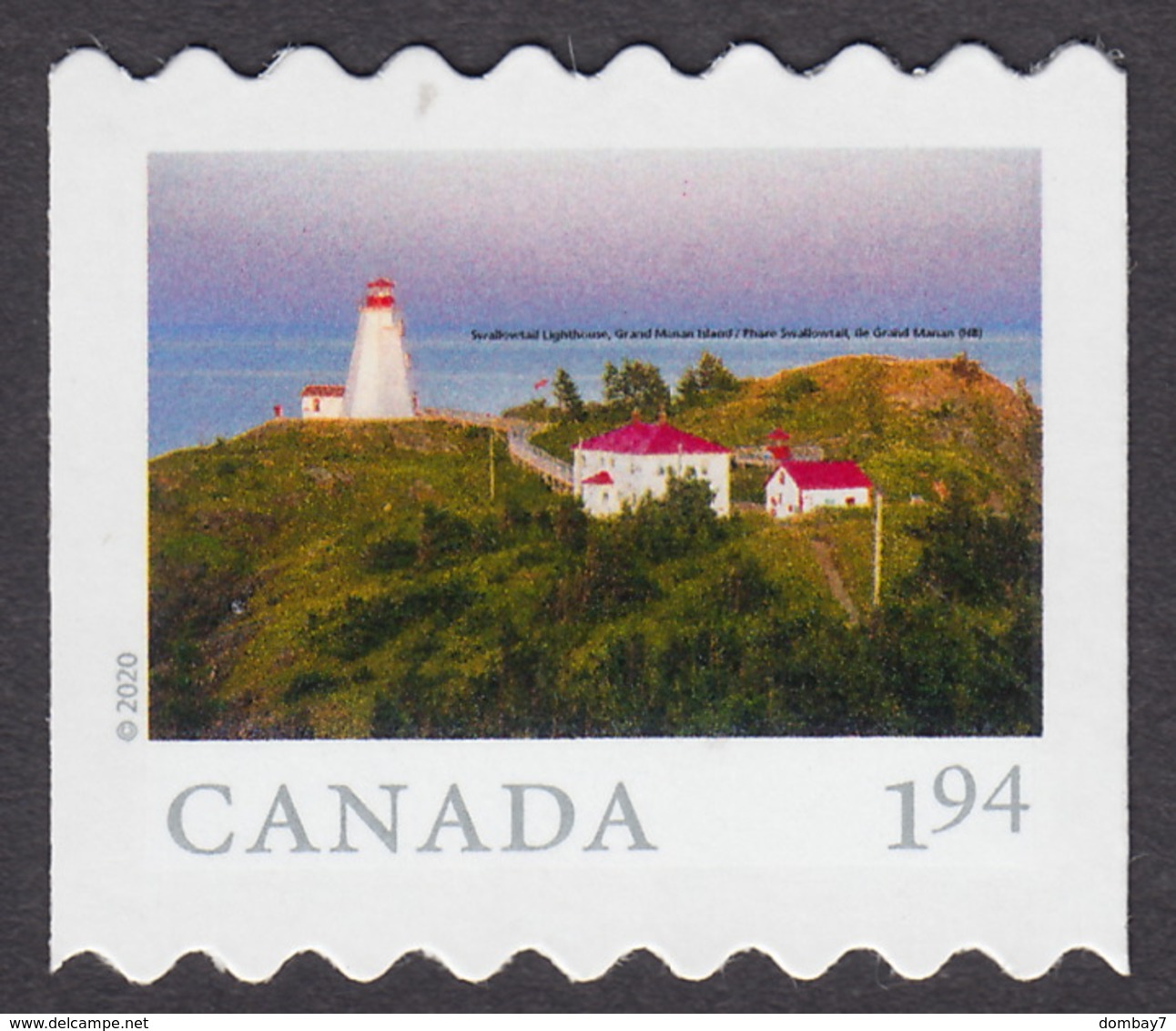 2020 = FROM FAR AND WIDE = Coil Stamp = SWALLOWTAIL LIGHTHOUSE, GRAND MANAN ISLAND, NB = 1.94 MNH Canada - Lighthouses