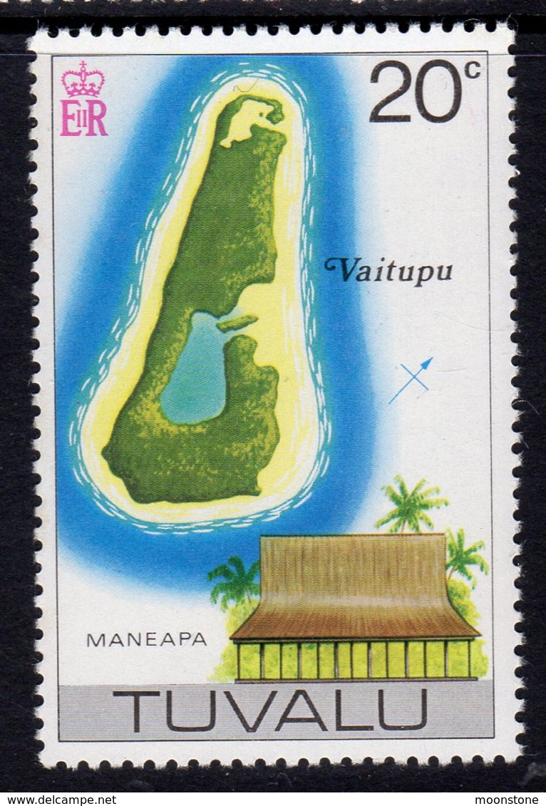 Tuvalu 1976 Map Of Vaitupu & Maneapa Definitive 20c Value, MNH, SG 38 (BP2) - Tuvalu