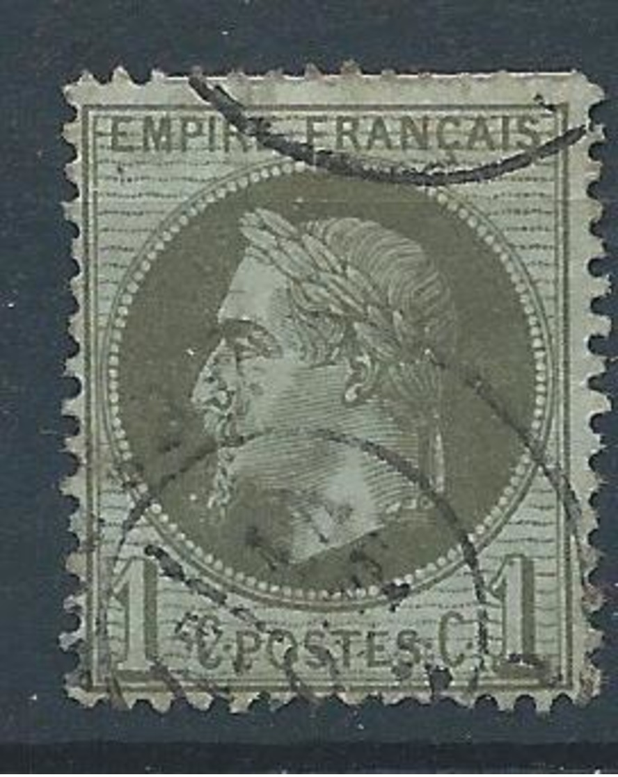 FRANCE - 1870 - Napoléon Lauré - YT N°25 - 1 C. Vert Bronze - Oblitéré - Bon Etat - 1863-1870 Napoléon III Lauré