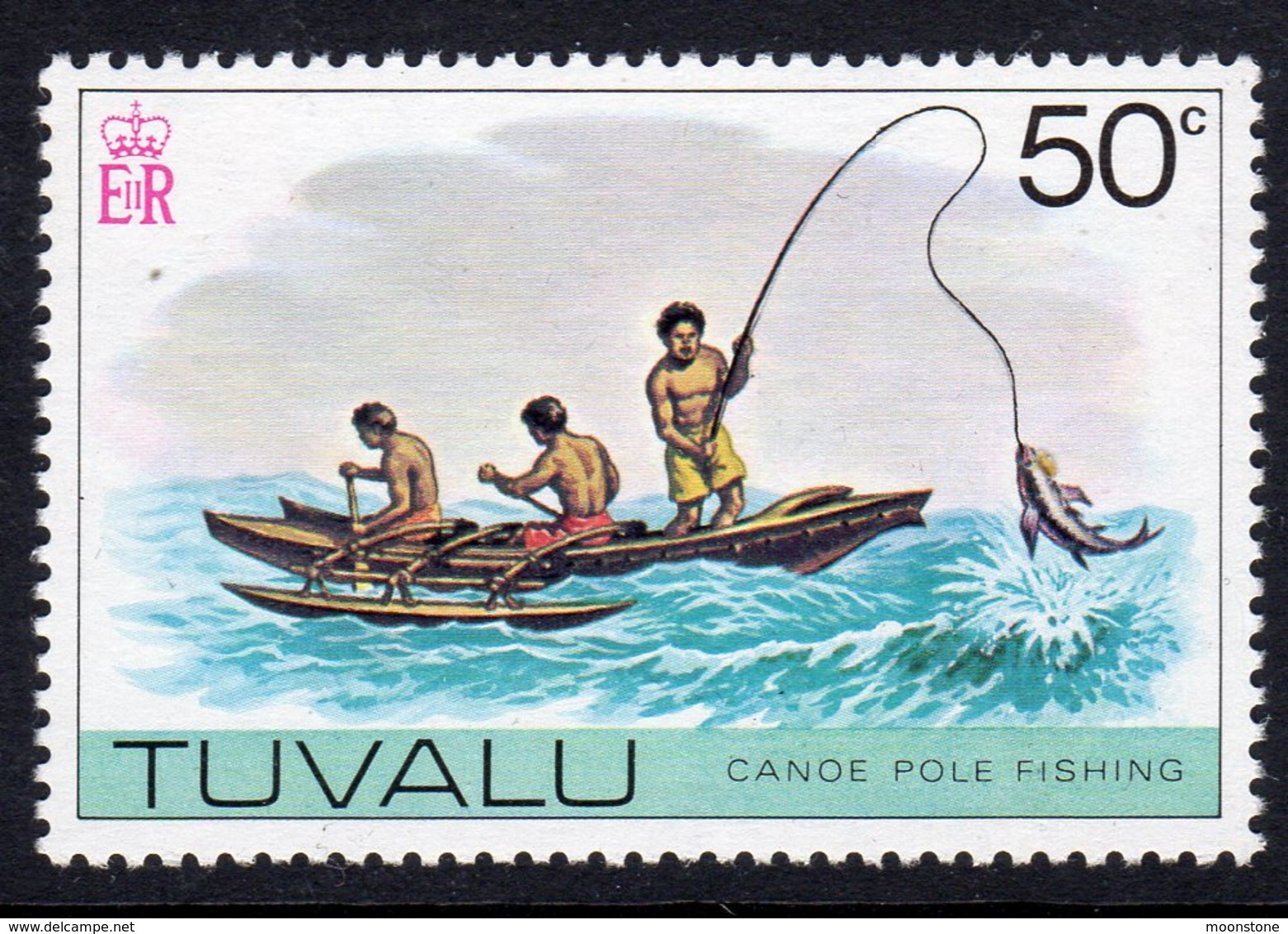 Tuvalu 1976 Canoe Pole Fishing Definitive 50c Value, MNH, SG 41 (BP2) - Tuvalu (fr. Elliceinseln)