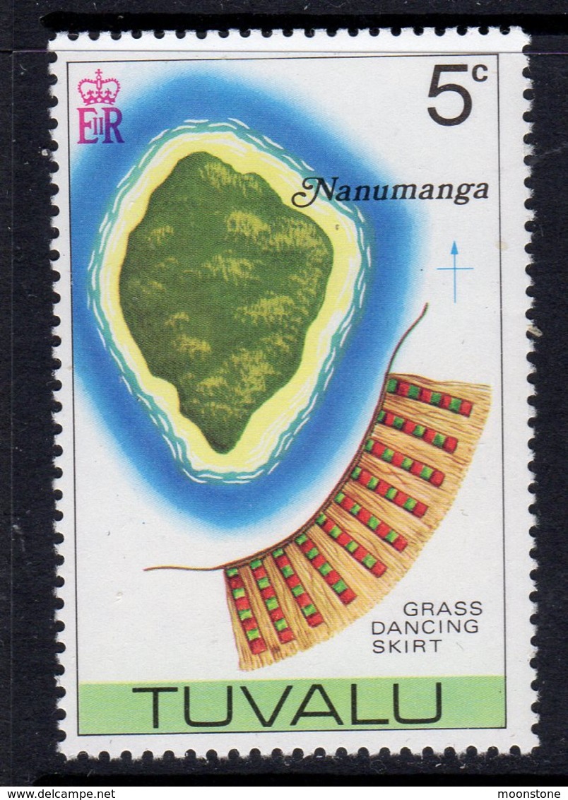 Tuvalu 1977-8 Map Of Island No Watermark Definitives 5c Nanumanga & Grass Skirt, MNH, SG 61 (BP2) - Tuvalu