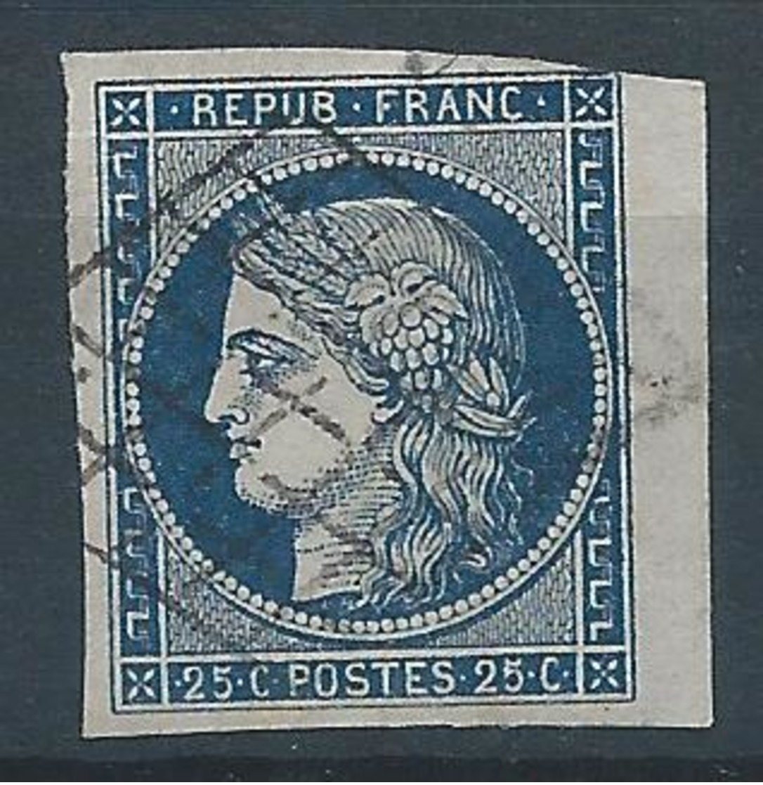 FRANCE - 1850 - Cérès - YT N°4 - 25 C. Bleu - Oblitéré Grille - TB Etat - 1849-1850 Ceres