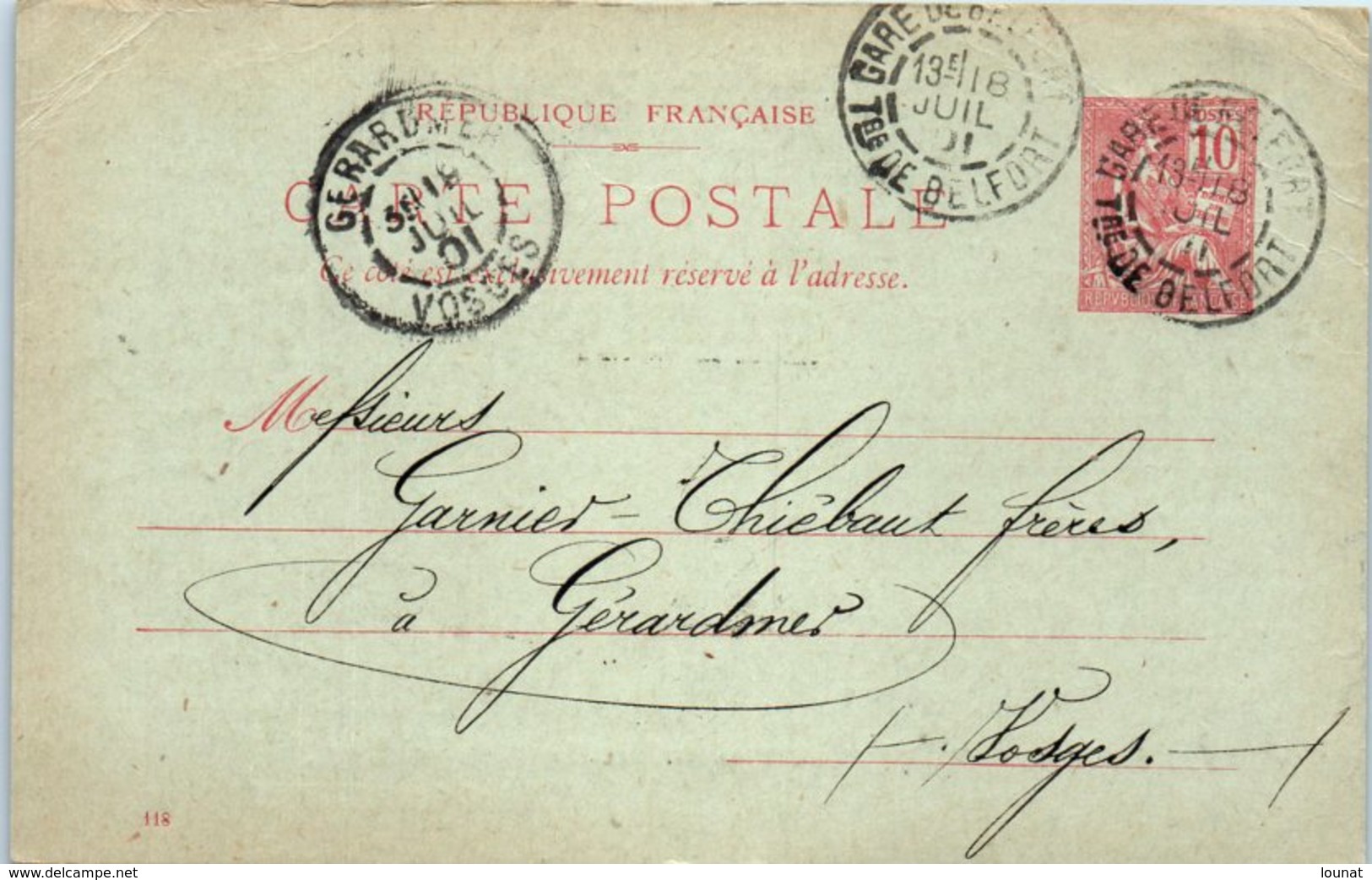 90 Danjoutin- BELFORT- Juillet 1901- Adolphe STEIN - Entiers Postaux - Danjoutin