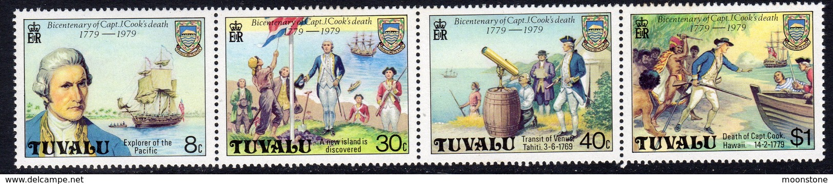 Tuvalu 1979 Captain Cook Death Centenary Strip Of 4, MNH, SG 123/6 (BP2) - Tuvalu