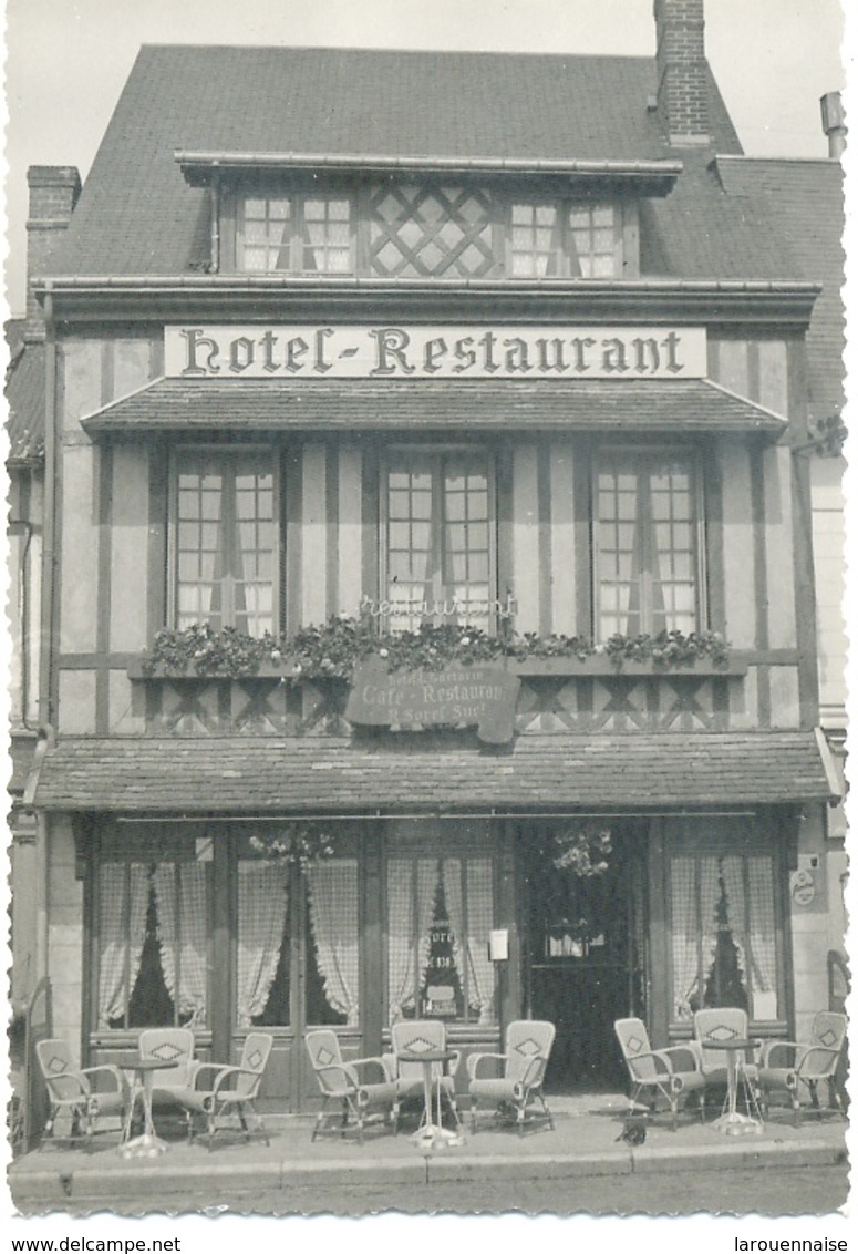 27 - Routot : Hotel - Restaurant , Photo (12,8X9)au Dos Menu : Marché Fleuri .30 Mars 1953 . - Routot