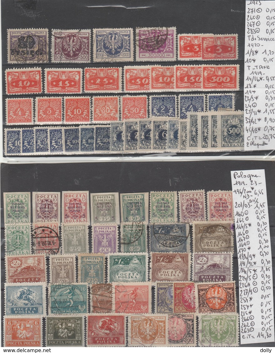 TIMBRES DE POLOGNE NEUF*/OBLITEREES 1919-23  Nr VOIR SUR PAPIER AVEC TIMBRES   20.75   €  2 PLAQUETTES - Ungebraucht