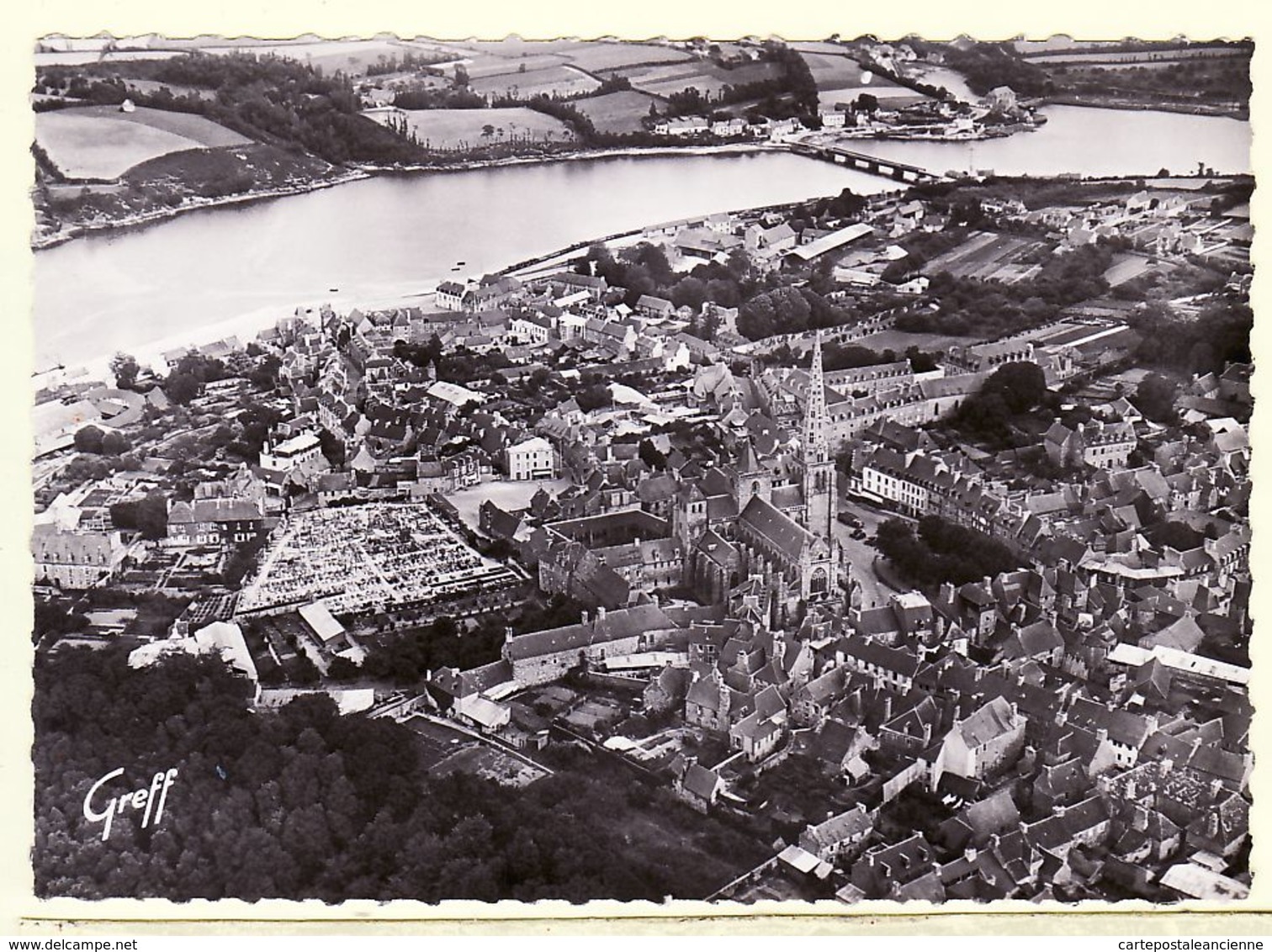 X22124 TREGUIER (22) Côtes-du-Nord Vue Aerienne Place De La CATHEDRALE 1950s Photographie Véritable GREFF S.E.R.P 1115 - Tréguier