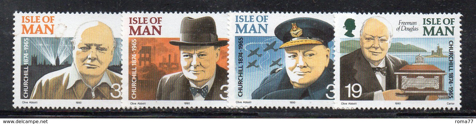 ISOLA DI MAN 1990 , Unificato Serie N. 473/476  ***  MNH . Churchill - Isola Di Man