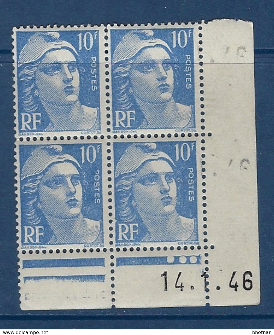 FR Coins Datés YT 723 " Gandon 10F Bleu " Neuf** Du 14.1.1946 - 1940-1949