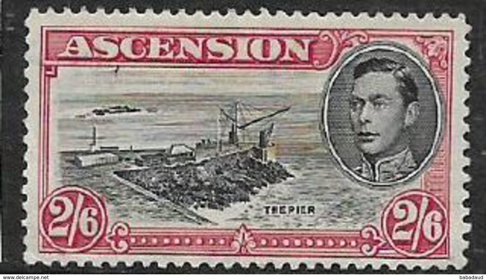 Ascension Island, GVIR, 1944, 2/6,, Perf 13, MH * - Ascension