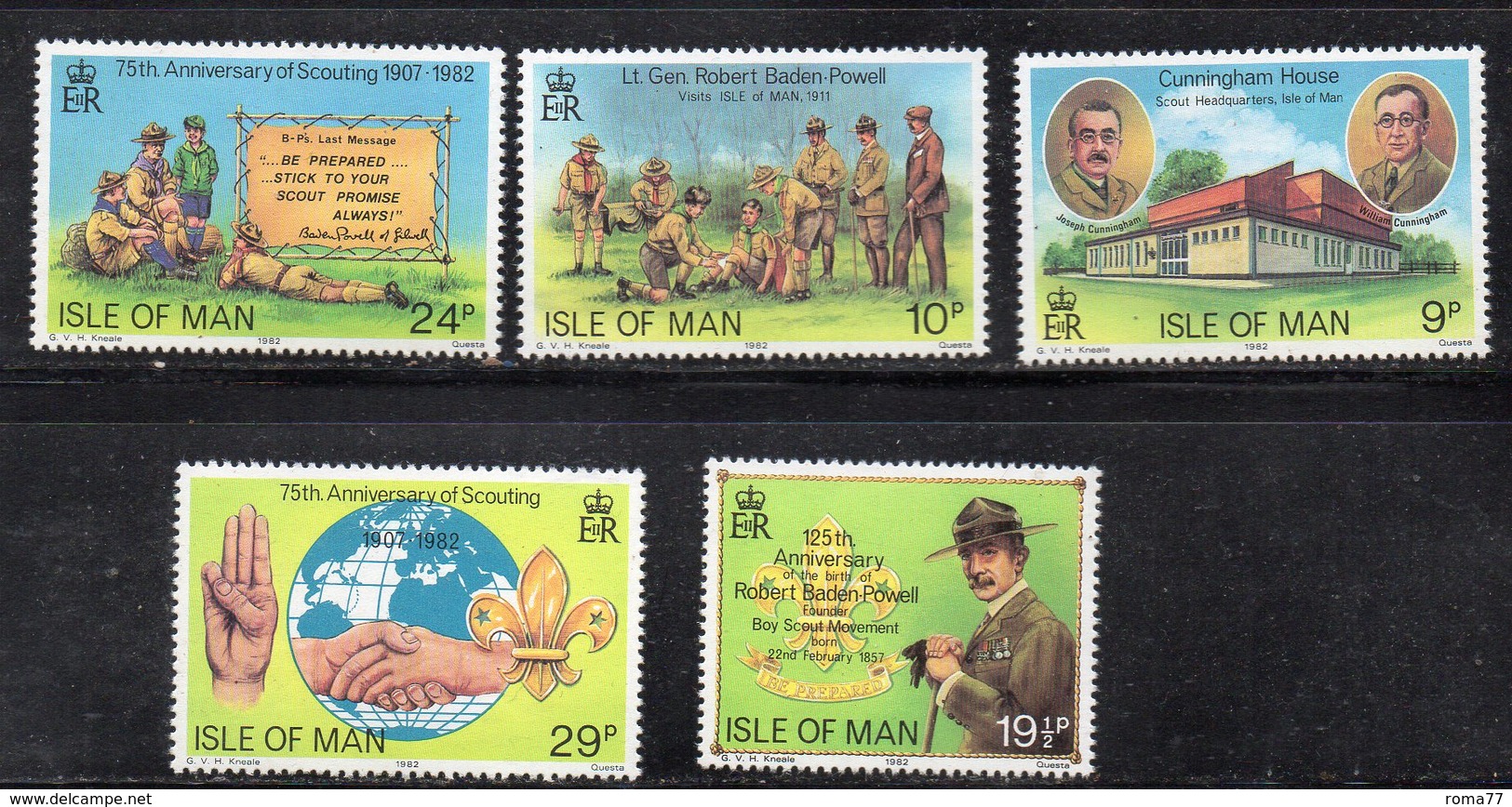 ISOLA DI MAN 1982 , Unificato Serie N. 198/202  ***  MNH . Scout - Isola Di Man