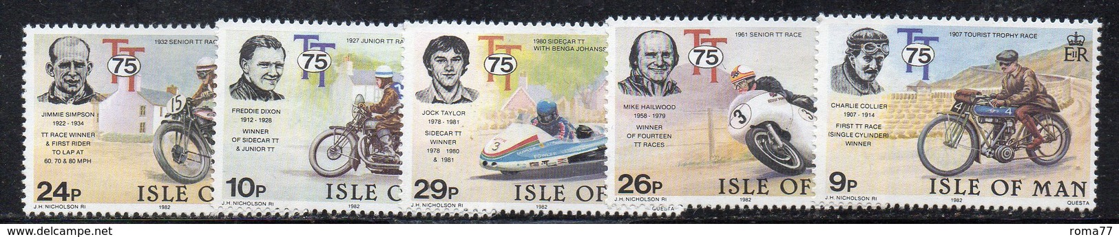 ISOLA DI MAN 1982 , Unificato Serie N. 205/209  ***  MNH . Moto - Isle Of Man