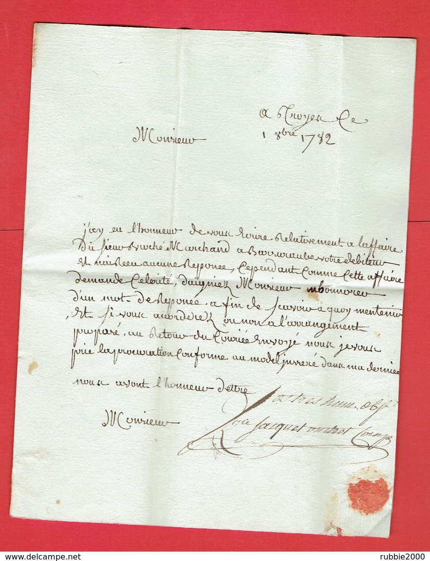 LETTRE COMMERCIALE OCTOBRE 1782 DE M. JACQUET DE TROYES AUBE POUR M. BOUCHARD NEGOCIANT A BEAUNE COTE D OR - ... - 1799