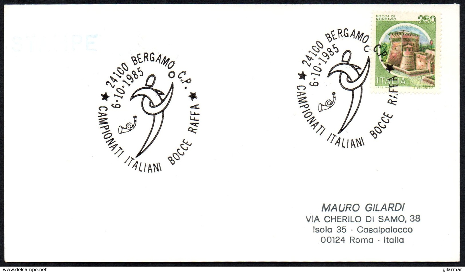 BOWLS - ITALIA BERGAMO 1985 - CAMPIONATI ITALIANI BOCCE RAFFA - CARD - Pétanque