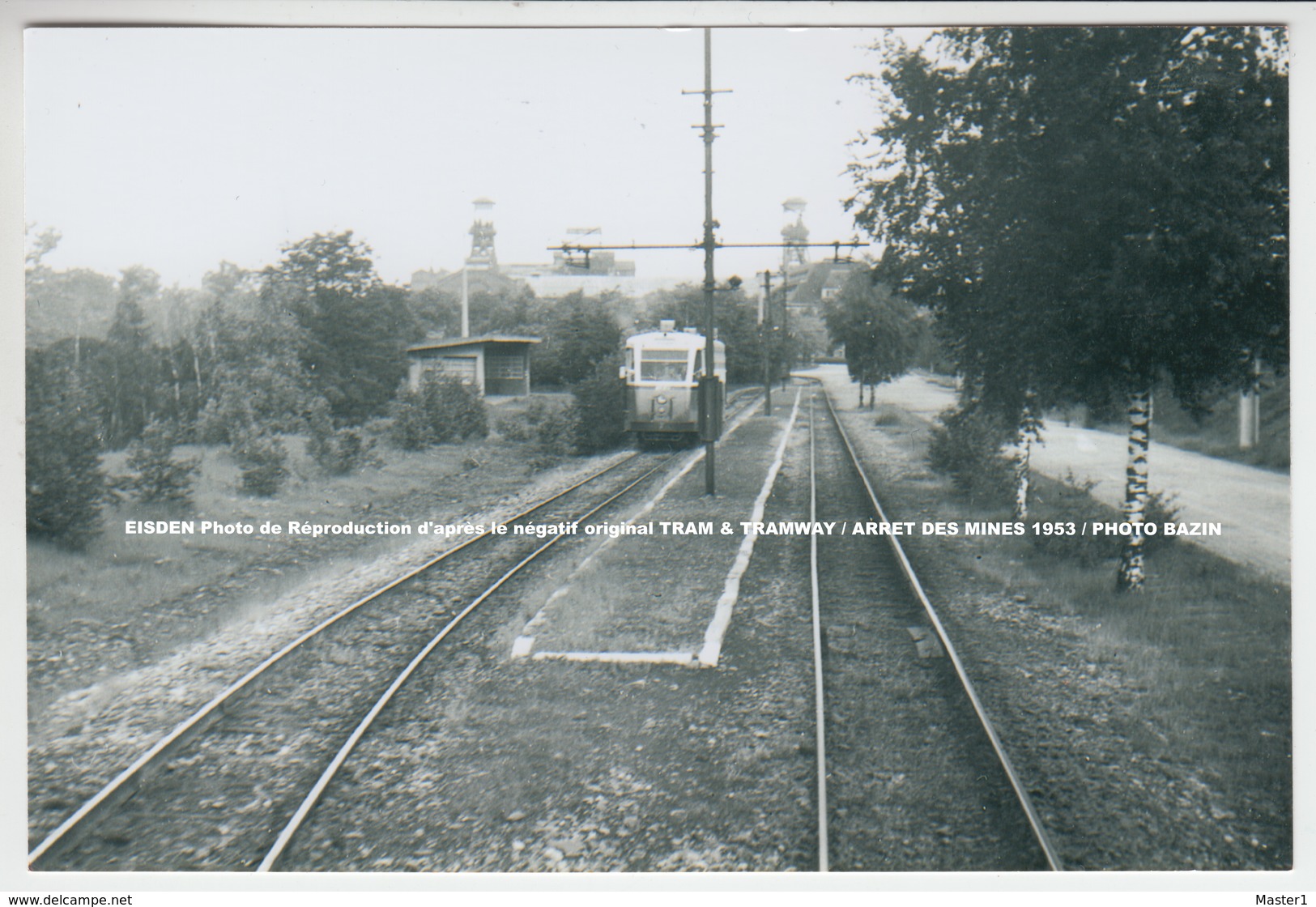 EISDEN Photo De Réproduction D'après Le Négatif Original TRAM & TRAMWAY / ARRET DES MINES 1953 / PHOTO BAZIN - Maasmechelen