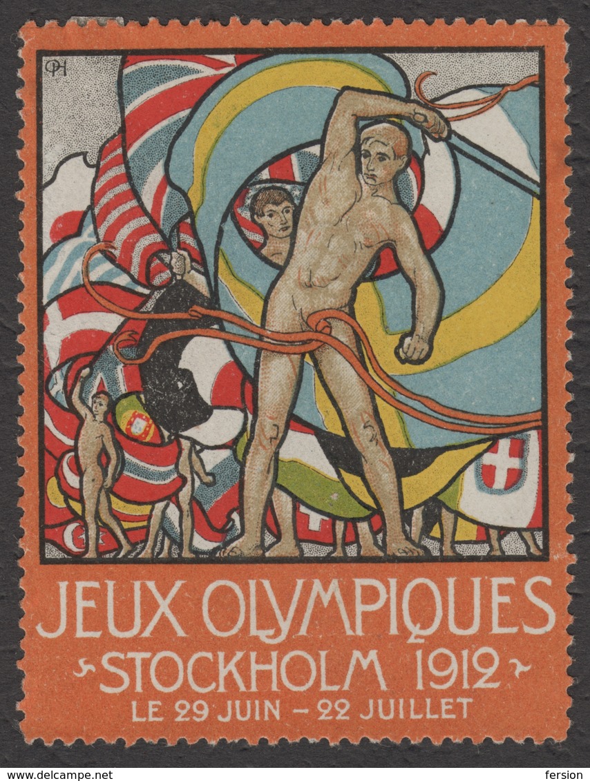 Stockholm 1912 Summer Olympics Olympic Games FLAG Flags LABEL CINDERELLA VIGNETTE - FRANCE - Verano 1912: Estocolmo