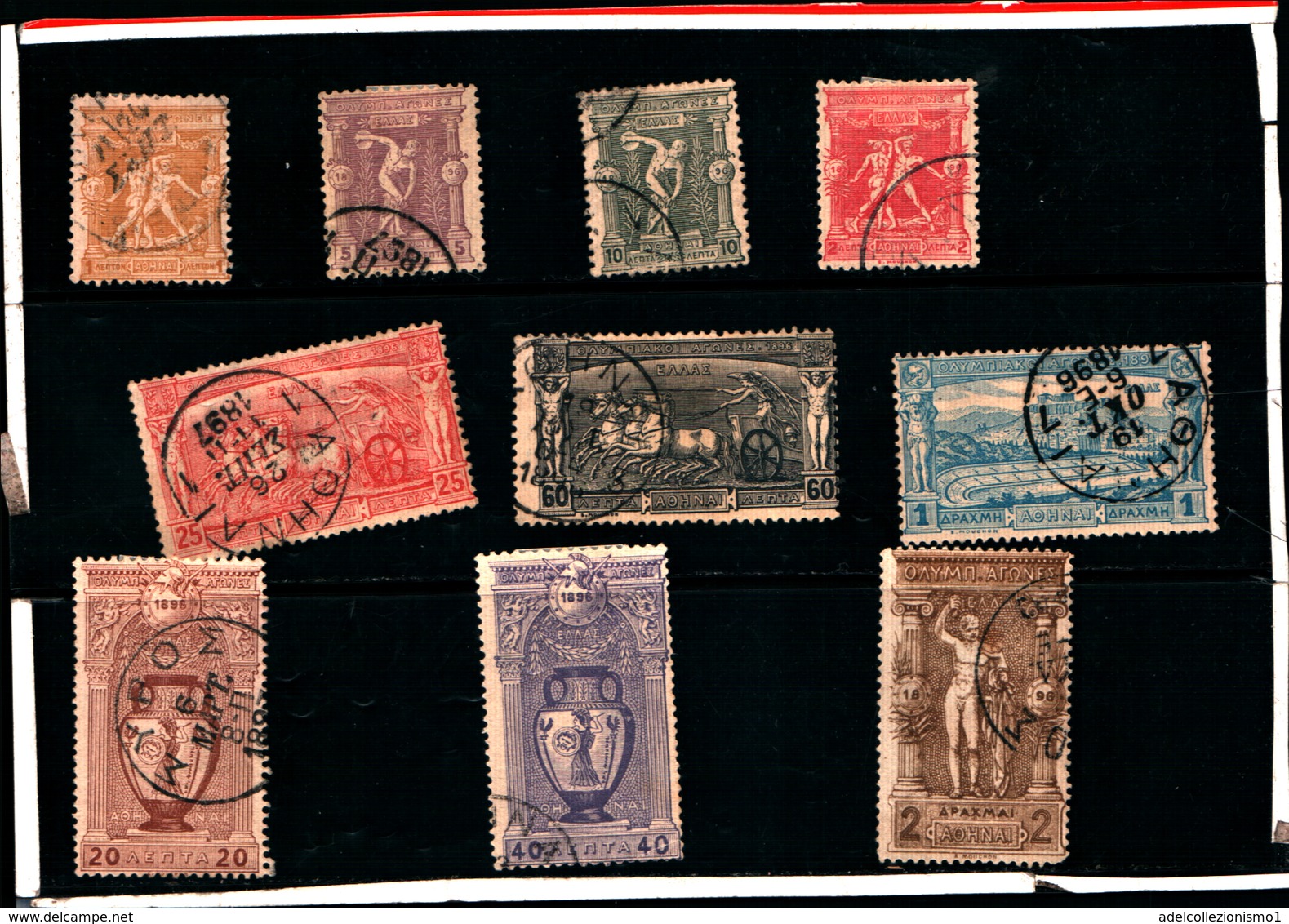 10279) 1896 Greece/Grecia, RIAPERTURA DEI GIUOCHI OLIMPICI - N° 101-108+110- USATI-10 VALORI - Used Stamps