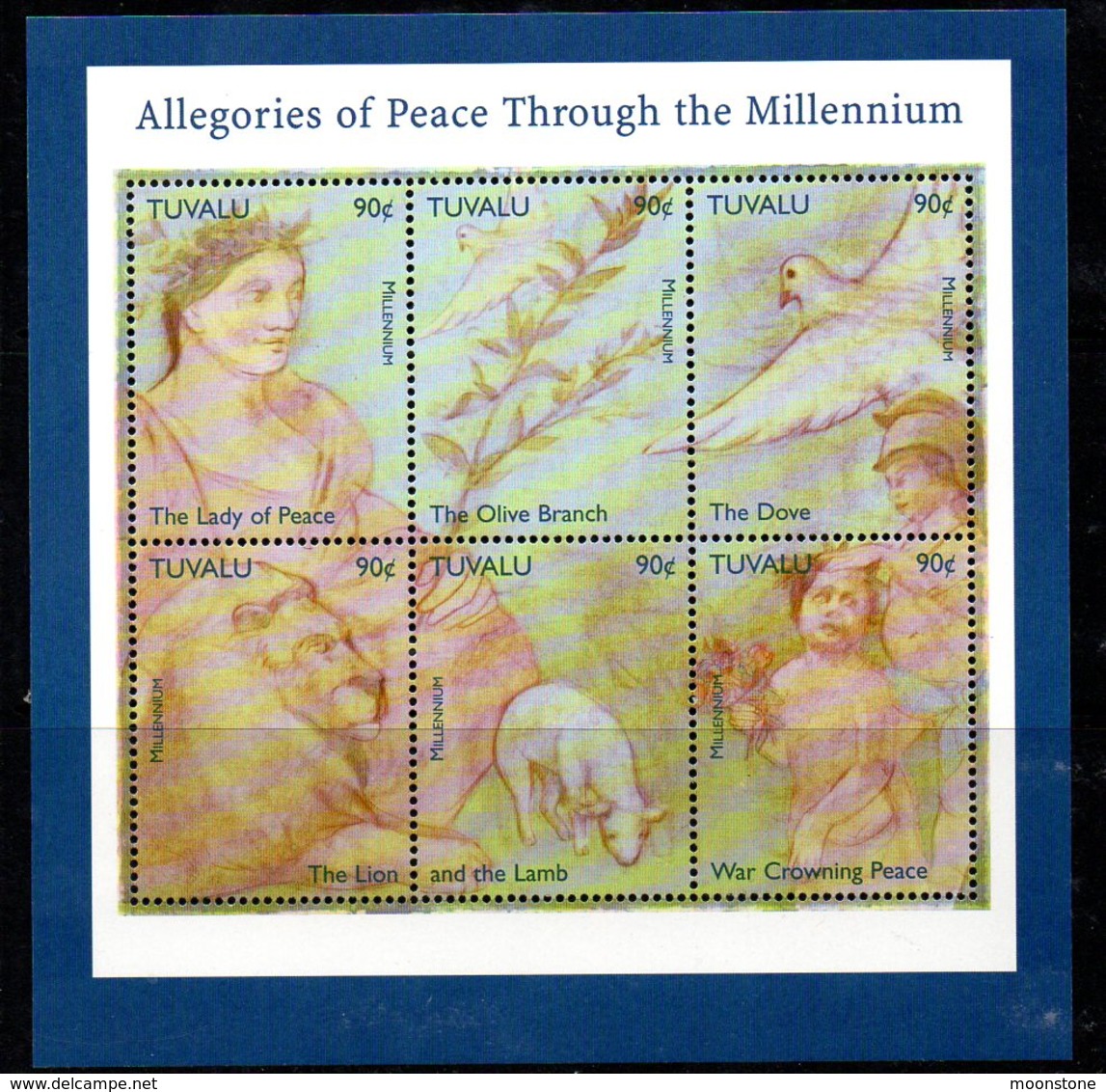 Tuvalu 1999 Millenium, Allegories Of Peace, 2 X Sheetlets, MNH, SG 864/70 (BP2) - Tuvalu