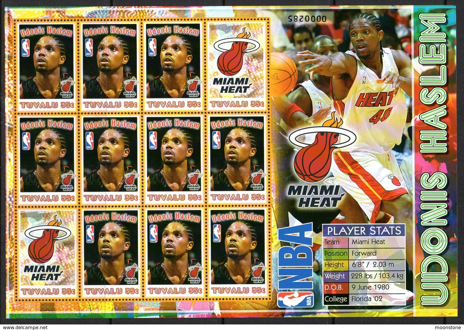 Tuvalu 2006 Basketball NBA Players Miami Heat Sheetlet, MNH, SG 1190a (BP2) - Tuvalu