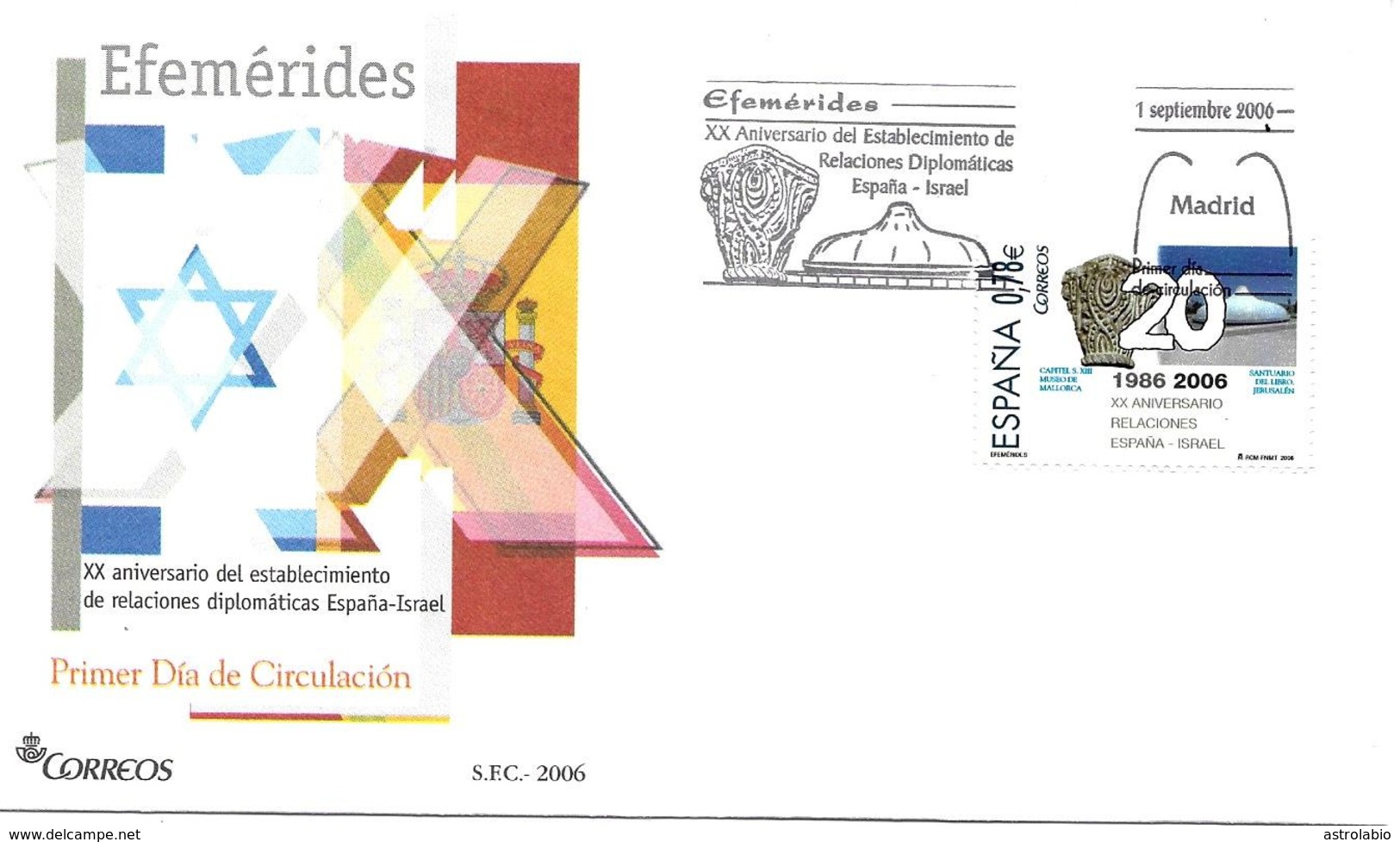 Espagne FDC 2006 " XX Anivº Relaciones Diplomáticas España-Israel " - Jewish