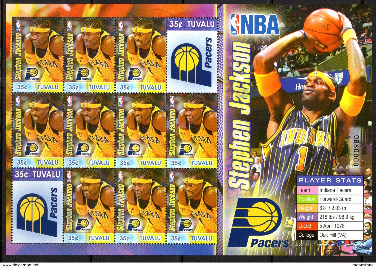 Tuvalu 2006 Basketball NBA Players Detroit Pistons Sheetlet, MNH, SG 1196a (BP2) - Tuvalu