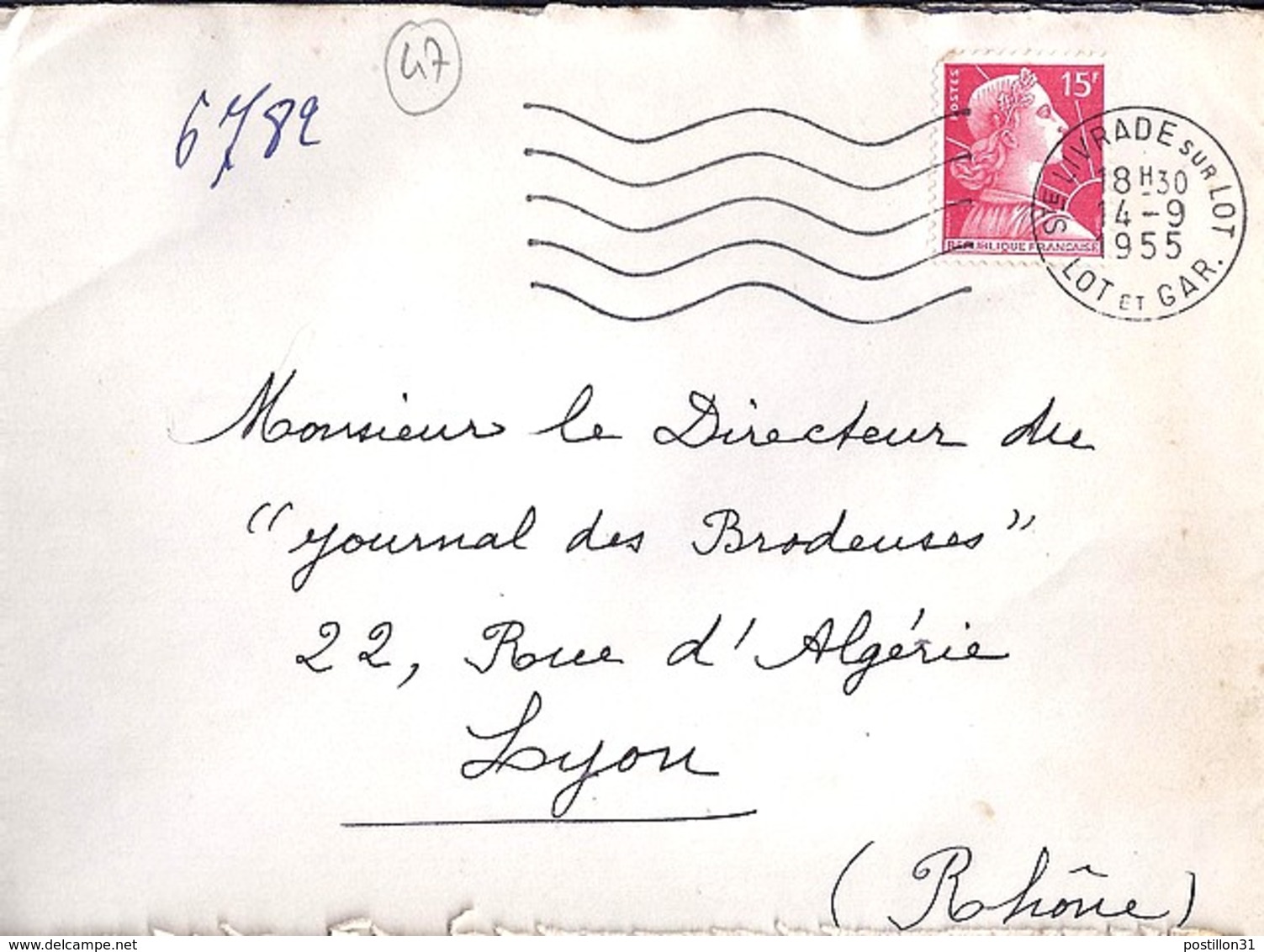 47 . LOT Et GARONNE . STE LIVRADE SUR LOT . OBL. TYPE SECAP . 1955 - Oblitérations Mécaniques (Autres)