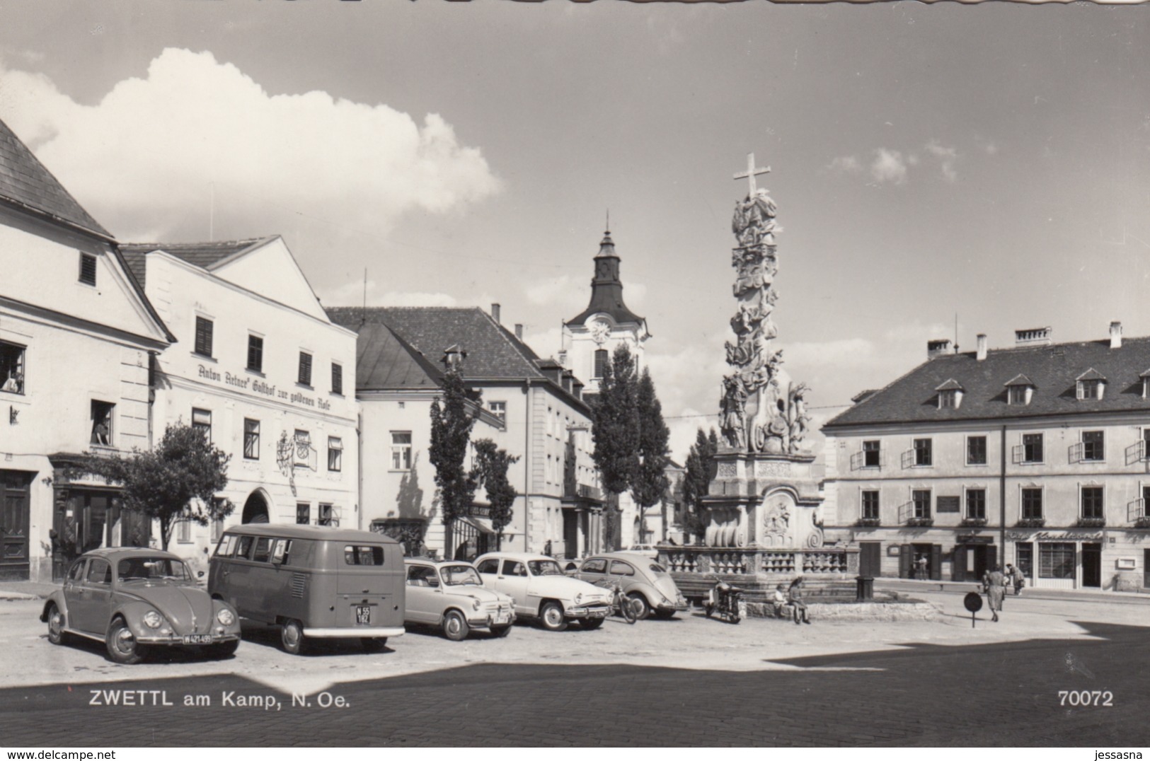 AK - ZWETTL - Ortskern Mit Hotel "zur Goldenen Rose" Und Cafe "Metropol" 1961 - Zwettl