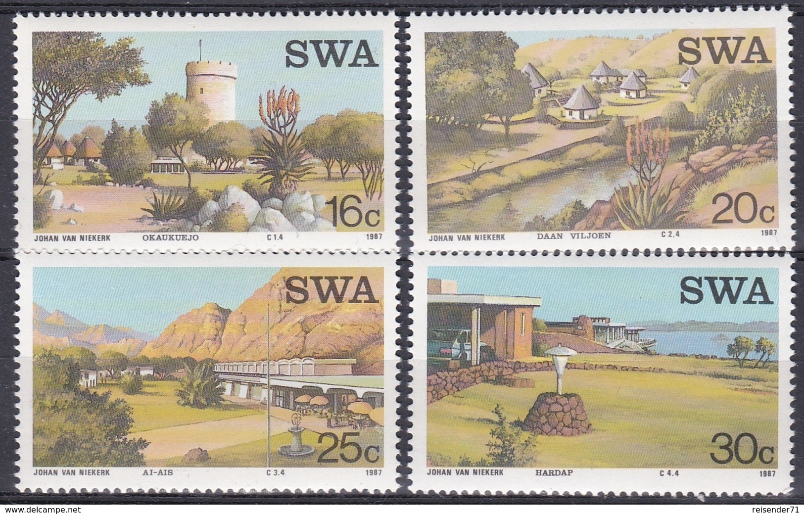 Südwestafrika SWA Namibia 1987 Wirtschaft Economy Tourismus Tourism Hotels Bauwerke Buildings, Mi. 609-2 ** - South West Africa (1923-1990)