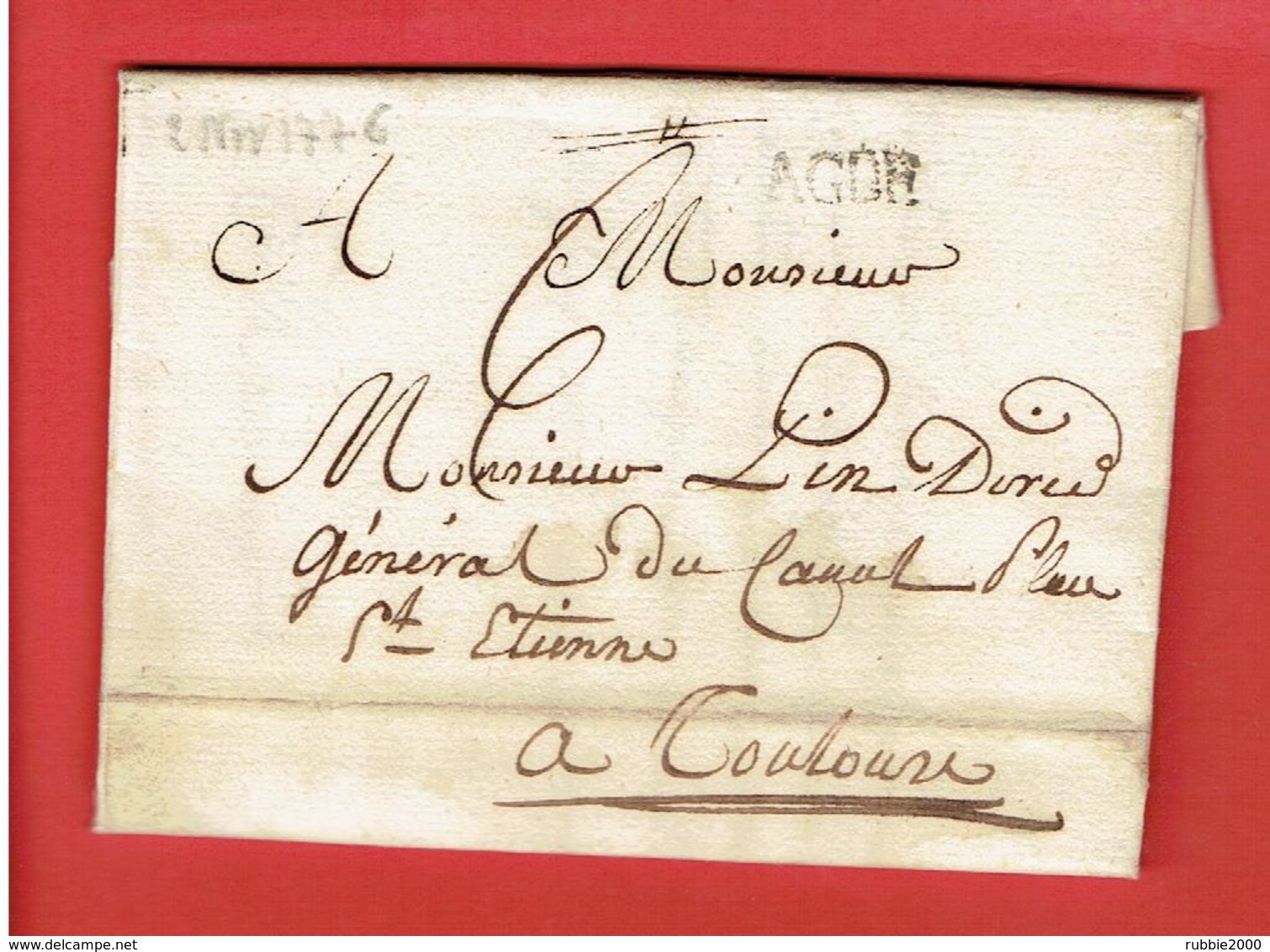 LETTRE SEPT. 1776 M. ANDREOSSY D AGDE 34 POUR M. PIN DIRECTEUR GENERAL DU CANAL ROYAL DE LANGUEDOC A TOULOUSE 31 - Documenti Storici