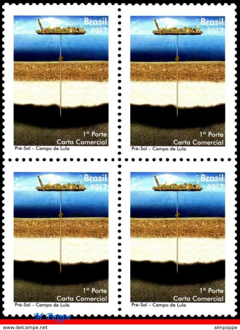 Ref. BR-3209-Q BRAZIL 2012 SHIPS, BOATS, PRE-SALT OF LULA, OIL,, BLOCK MNH 2V Sc# 3209 - Petrolio