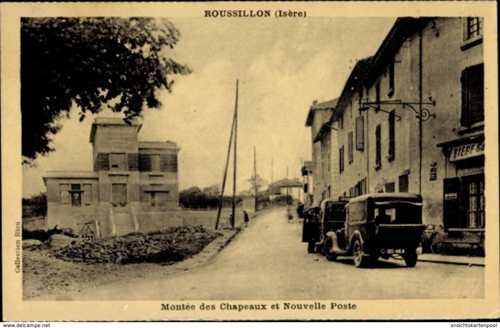 Cp Roussillon Isère, Montée Des Chapeaux Et Nouvelle Post, Straßenpartie, Autos - Autres & Non Classés