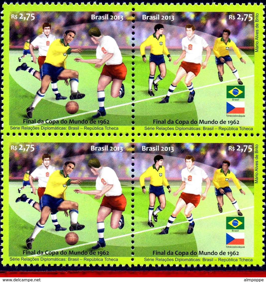 Ref. BR-3247-Q BRAZIL 2013 JOINT ISSUE, DIPLOMATIC RELATIONS WITH, CZECH REPUBLIC, FOOTBALL/SOCCER, MNH 24V Sc# 3247 - Blocchi & Foglietti