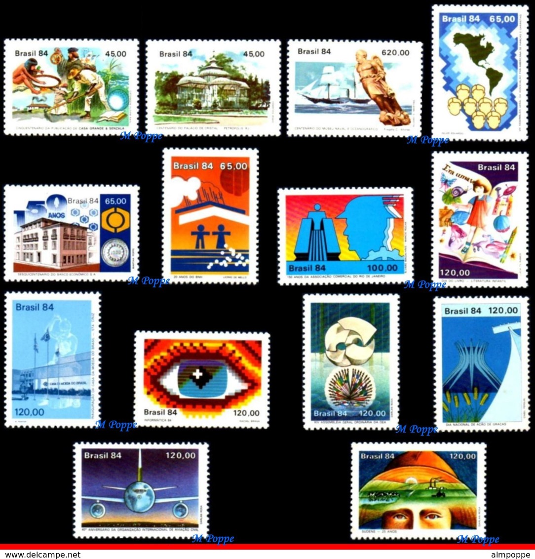 Ref. BR-L1984 BRAZIL 1984 ., LOT 14 STAMPS OF 1984,, SCOTT VALUE $6.15, ALL MNH VF 14V Sc# 1898~1969 - Ungebraucht