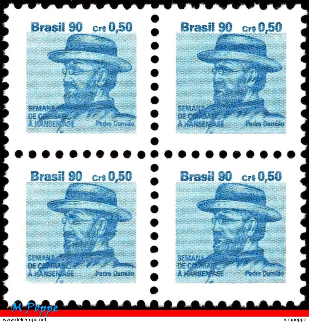 Ref. BR-RA26-Q BRAZIL 1990 HEALTH, HANSEN DISEASE, LEPROSY,, HANSENIASIS,FR.JOSEPH DAMIEN,MI# Z27,MNH 4V Sc# RA26 - Ungebraucht