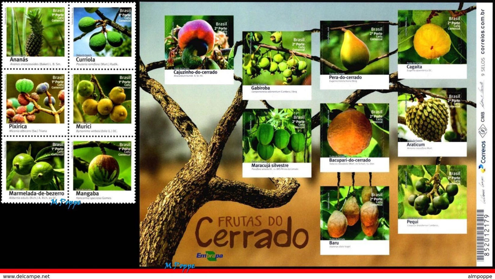 Ref. BR-V2016-18-2 BRAZIL 2016 FRUITS, FRUITS OF CERRADO,PLANTS,, SET OF SHEET AND MINI SHEET MNH 15V - Blocs-feuillets