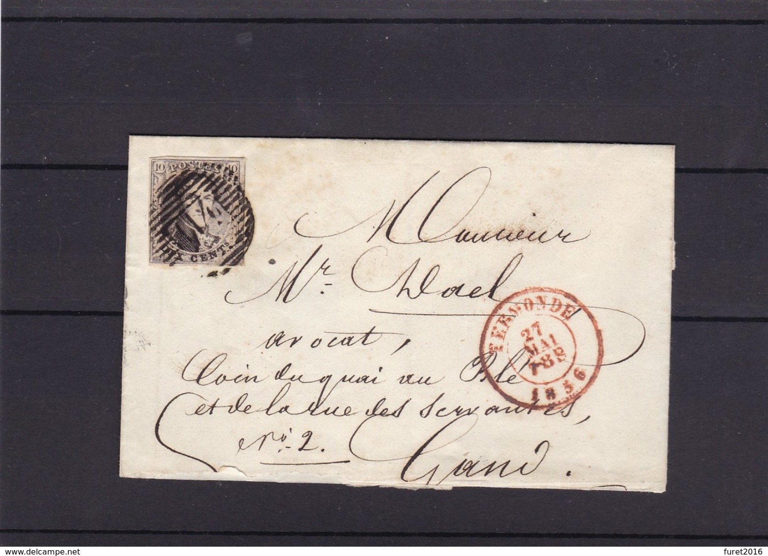 N° 6 Margé / Fragment De TERMONDE Vers GAND 27 Mai 1856 Date Interressante - 1851-1857 Medallones (6/8)