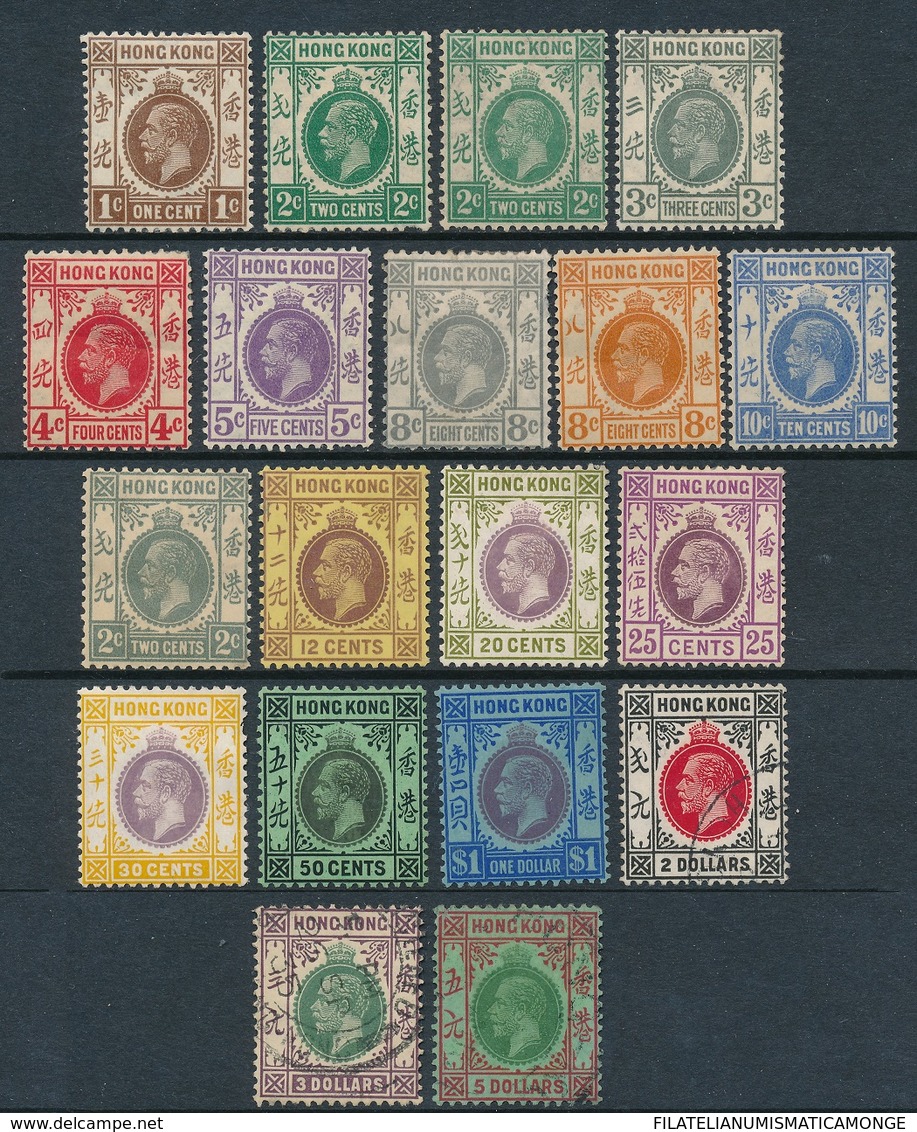 Hong Kong George V 1921-37 / Serie Completa 19 Valores 1,2,3 Y 5 $ En Usado Res - Unused Stamps