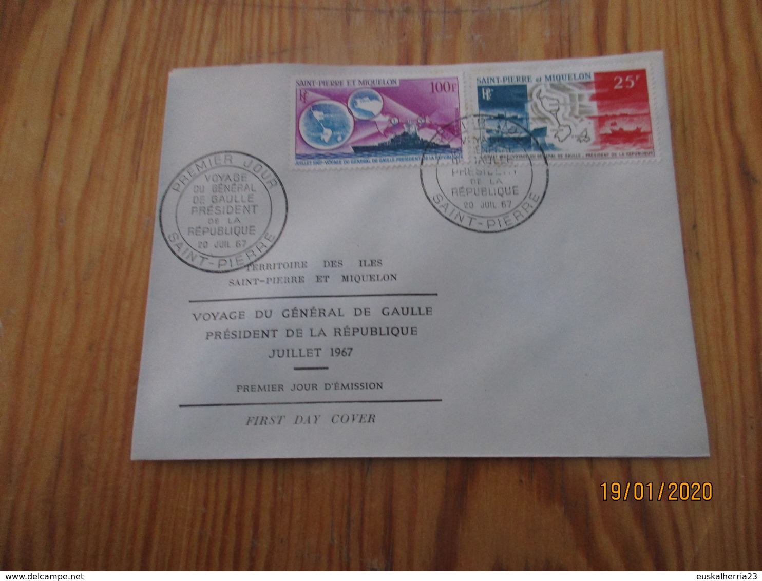 Enveloppe 1er Jour Saint-Pierre Et Miquelon Voyage Du Généran De Gaulle 1967 - FDC