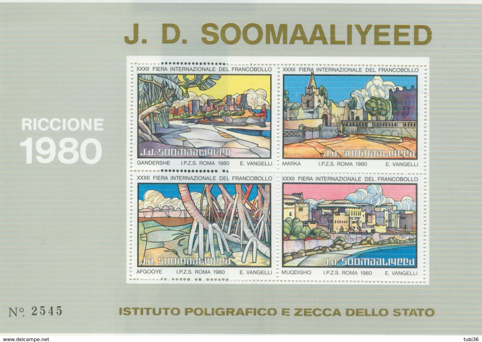 RICCIONE 1980 - J.D.SOOMAALIYA -FOGLIETTO I.P.Z.S. - RR - Esposizioni Filateliche