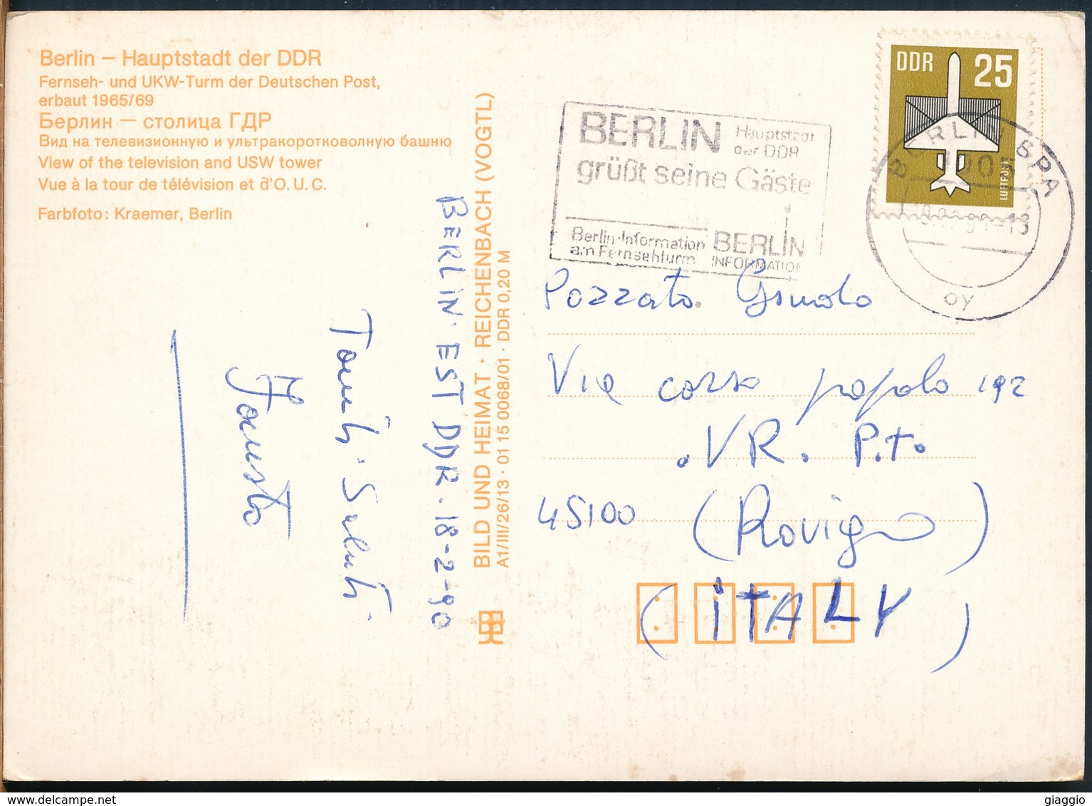 °°° 17387 - GERMANY - BERLIN - UKW TURM - 1990 With Stamps °°° - Kreuzberg