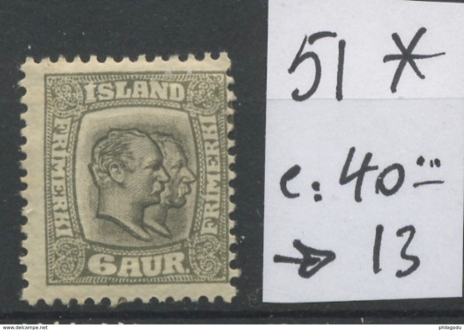 6 Aur.  Yv. 51 *. Cote 40,- E - Unused Stamps