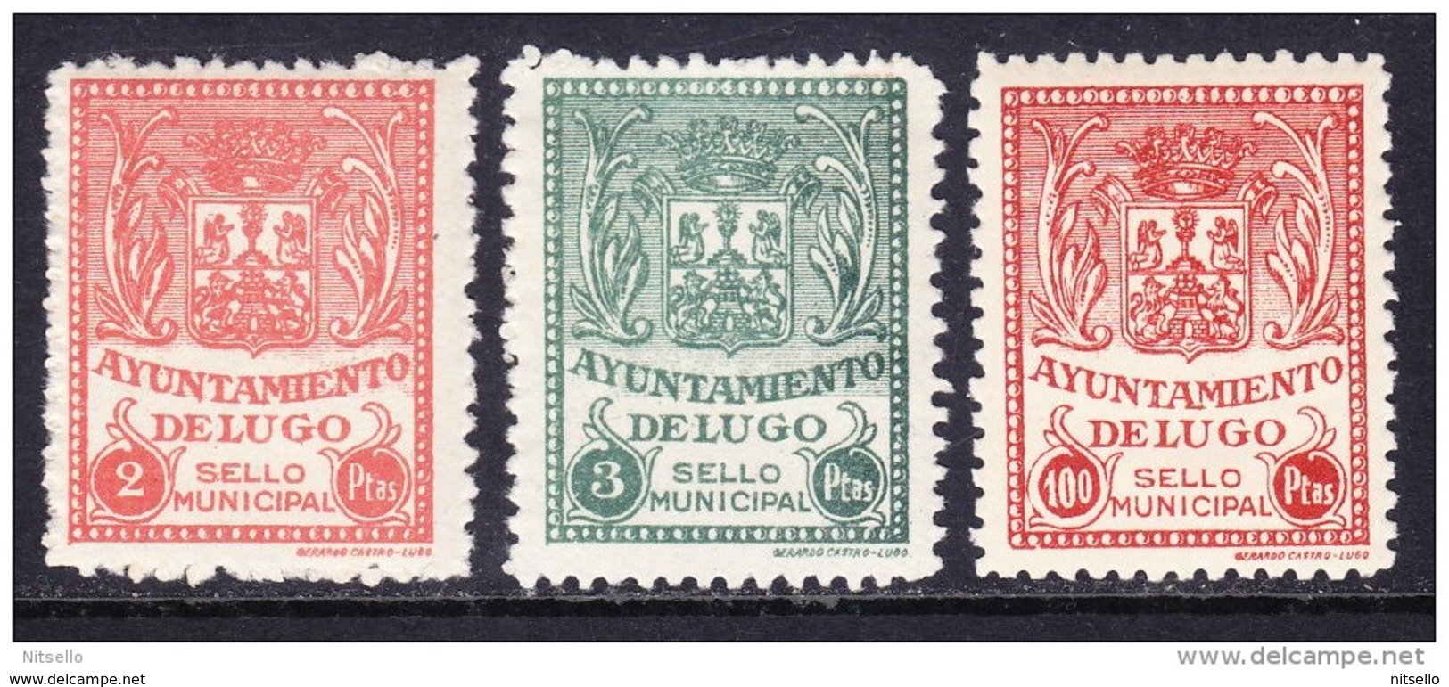 LOTE 2112A //(C100)  ESPAÑA GUERRA CIVIL - SELLO MUNICIPAL AYUNTAMIENTO LUGO (GALICIA) . PIE IMPRENTA CASTRO-LUGO - Emisiones Nacionalistas